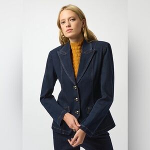 Luisa Spagnoli Denim Blazer with Gold and leather Accents